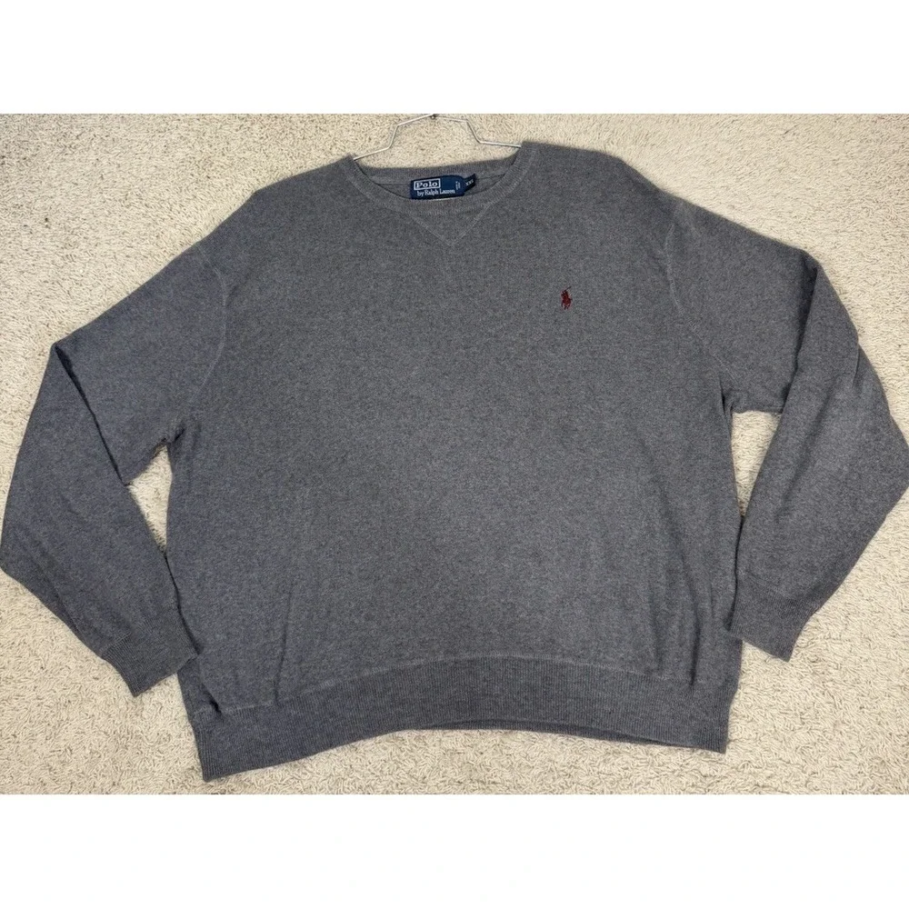 Polo Ralph Lauren Classic Gray‎ 100% Cotton Crewneck Pullover Sweater Size XXL